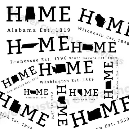 Home State digital file pack for all 50 U.S. states in PNG, PDF, & SVG