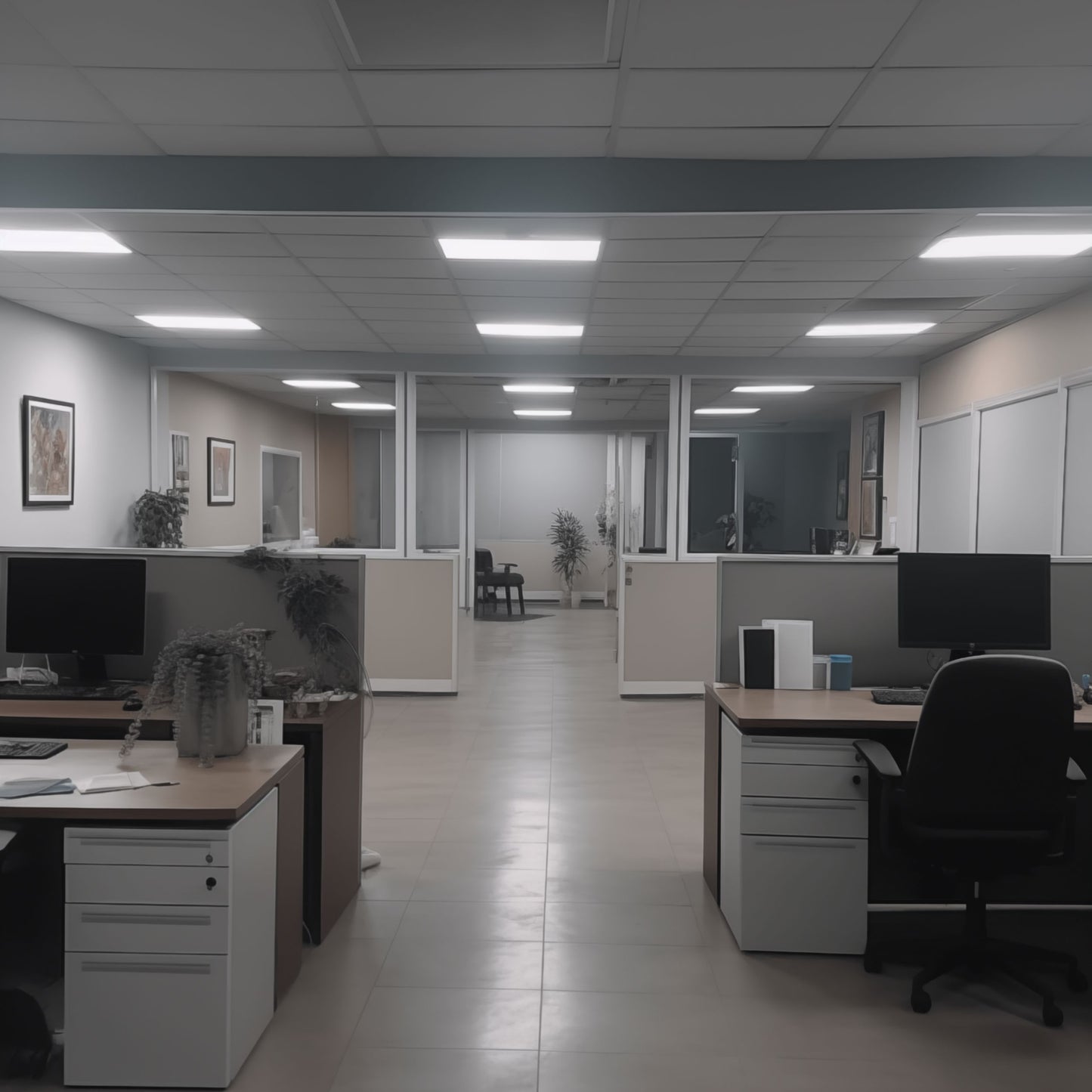 Detailed empty office room PNG for business presentations