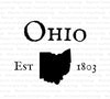 "Ohio Silhouette Established In 1803" digital art for state pride projects