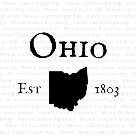 "Established In 1803" Ohio state silhouette for DIY and crafts