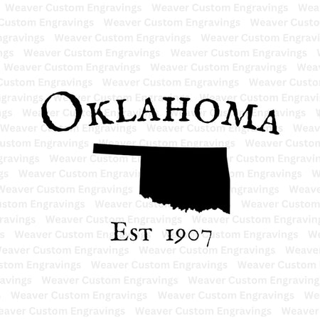 Digital download of Oklahoma state shape and establishment year art.