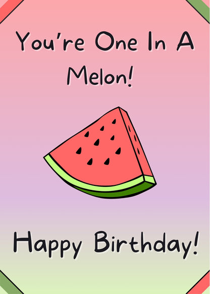 "Editable Funny Watermelon Birthday Card"
