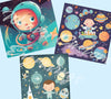 "Outer Space Nursery Wall Art featuring astronauts and planets PNG format."