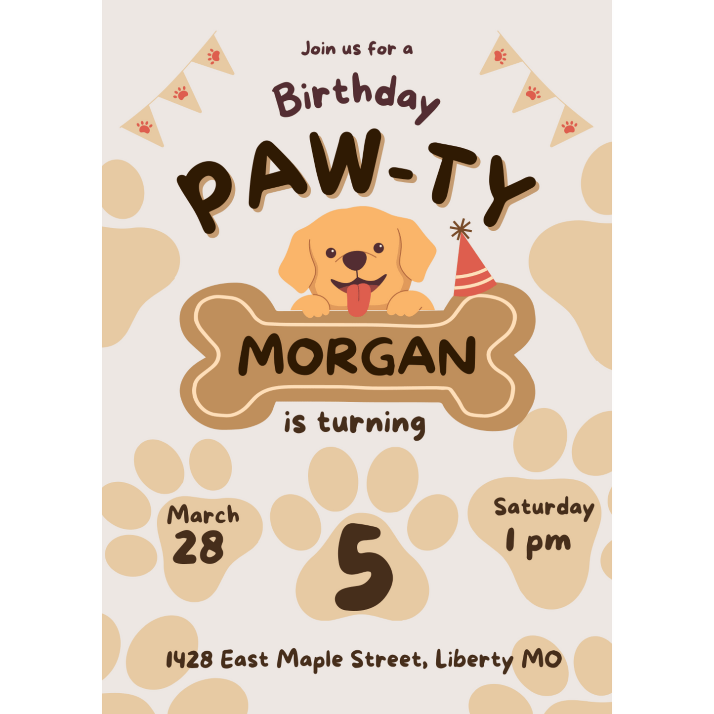pawty birthday invitation template
