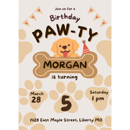 pawty birthday invitation template
