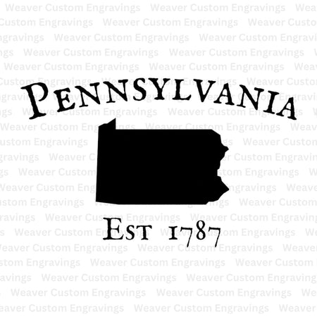 "Digital silhouette of Pennsylvania state for DIY crafts."