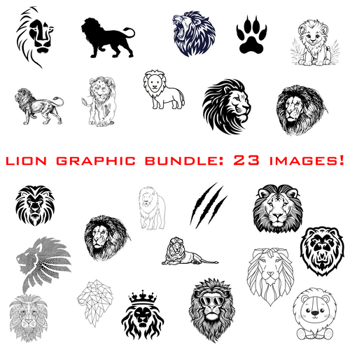 Lions - 23 Graphic Bundle: SVG PNG PDF