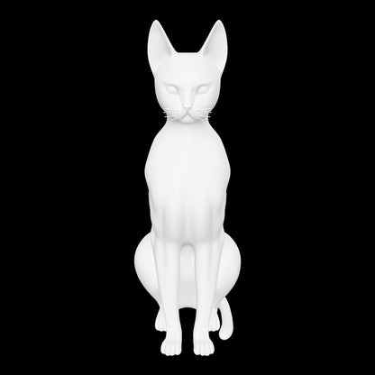Short-haired cat 3D model with curled tail, side view