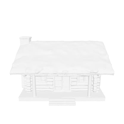 Snow Covered Log Cabin 3D Model: STL GLB OBJ