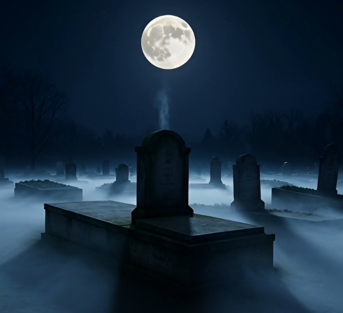 nighttime graveyard stock video
