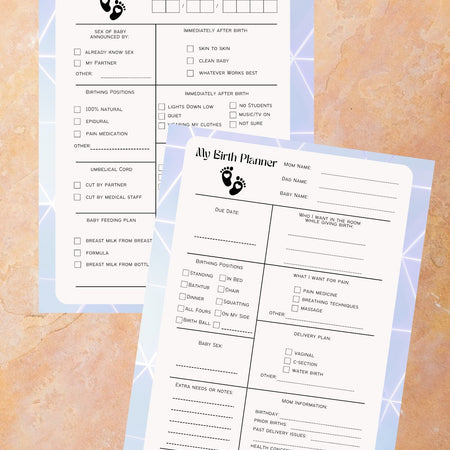 "Print-ready birthing plan template to outline labor preferences."