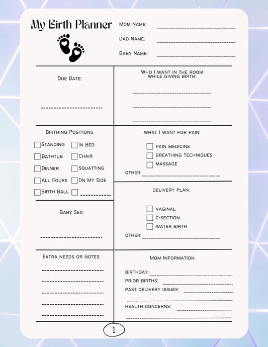 "Downloadable birthing plan template for clear childbirth preparation."