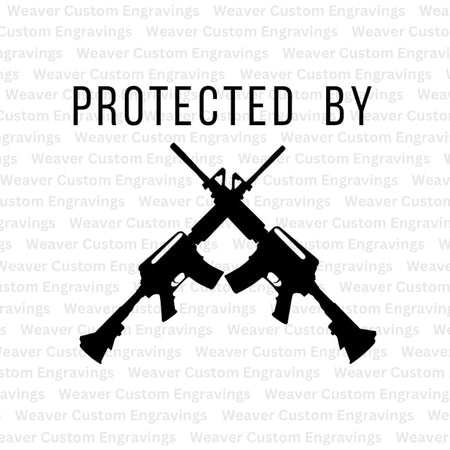 "PDF download of Protected By My Guns silhouette for printing."