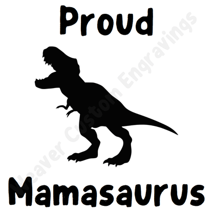 "Dinosaur mom design in SVG, PNG, PDF formats for custom crafts."
