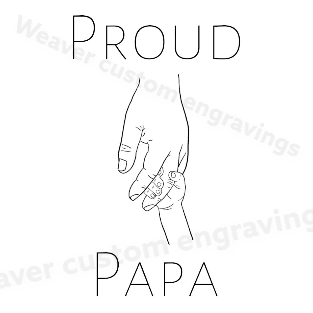 "Proud Papa SVG graphic of child holding hand for personalized father gifts."