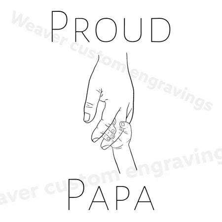 "Proud Papa SVG graphic of child holding hand for personalized father gifts."