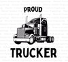 "Proud Trucker SVG graphic of semi tractor-trailer silhouette for personalized gear."