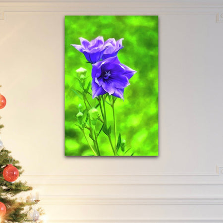 "Vibrant purple flower oil painting-style digital art for home decor and crafts."