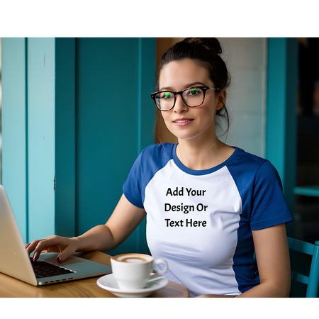 "Digital Download of T-Shirt Mockup in Modern Cafe Setting"