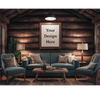 "Rustic Cabin Art Frame Mockup for Interior Design PNG, JPEG, PDF"