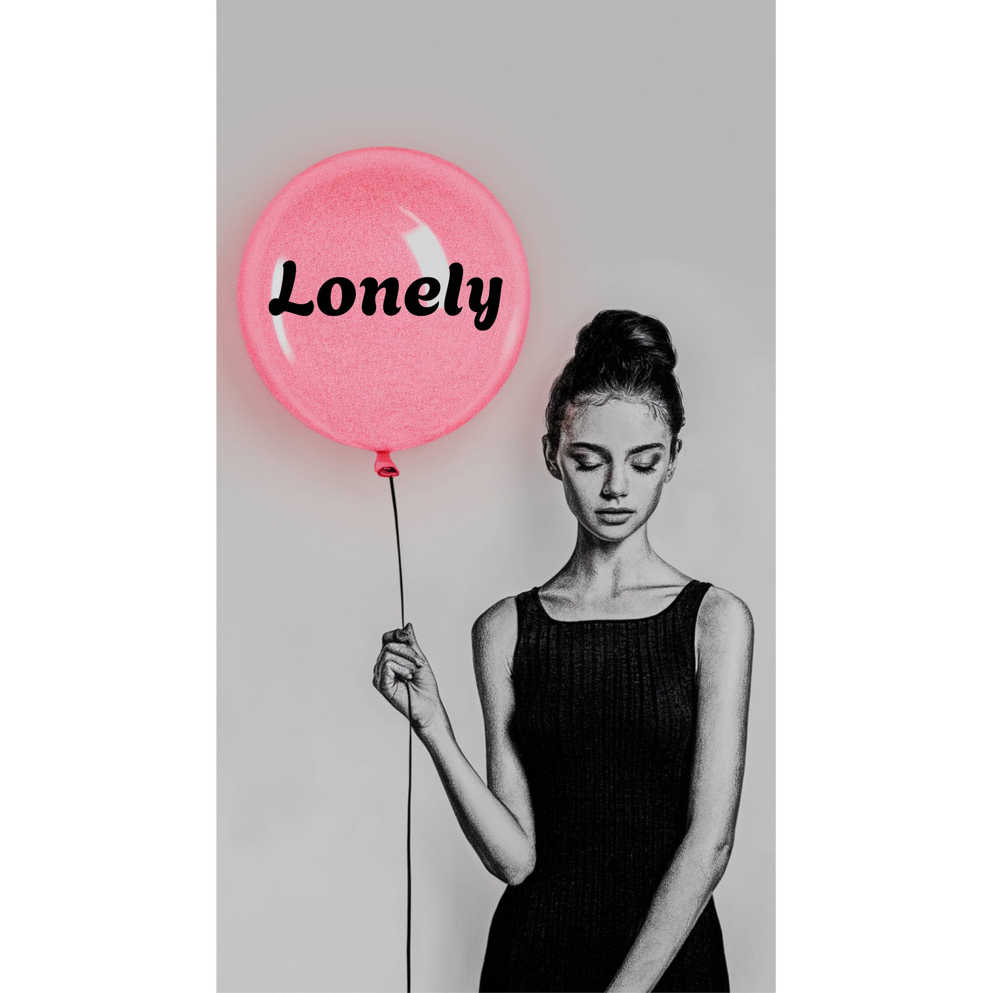 "Monochrome Art with Color Pop Balloon for Digital Ad Use"