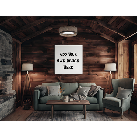 "Cabin Style Frame Mockup for Art Display PNG, JPEG, PDF"