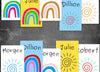 "Editable Rainbow & Sunshine Kids Wall Art print in vibrant colors."