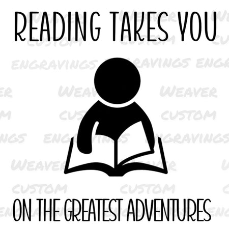 "Open book graphic with 'Reading Takes You on the Greatest Adventures' theme in PNG format."