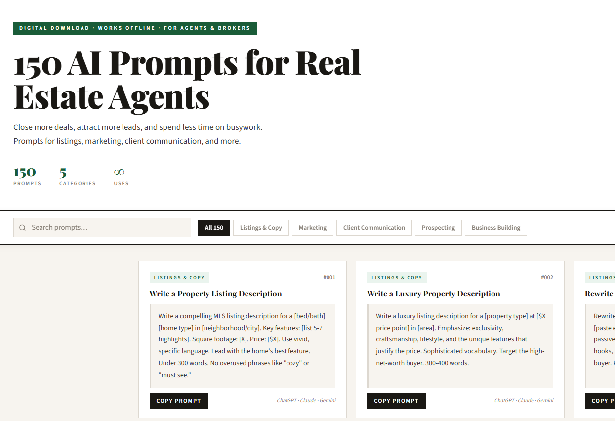 real estate ChatGPT prompt library