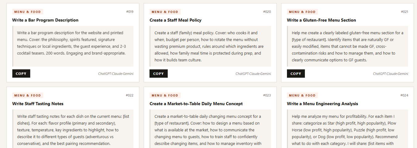 restaurant marketing prompts
