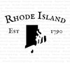 Rhode Island silhouette with established date 1790 svg png