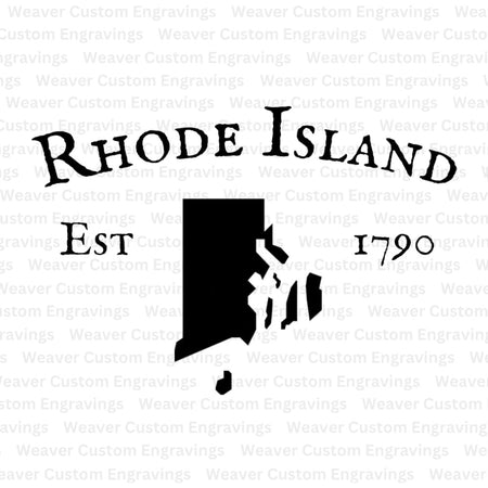 Rhode Island silhouette with established date 1790 svg png