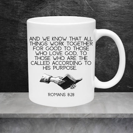 "Inspirational Romans 8:28 verse design for crafting and home decor."