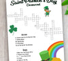 "Downloadable Saint Patrick's Day crossword puzzle in PDF format."