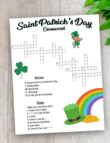 Saint Patrick's Day Crossword Puzzle: PDF