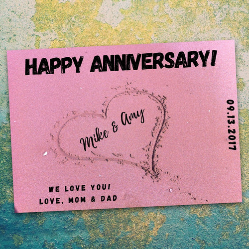 Sandy Beach Anniversary Card Template