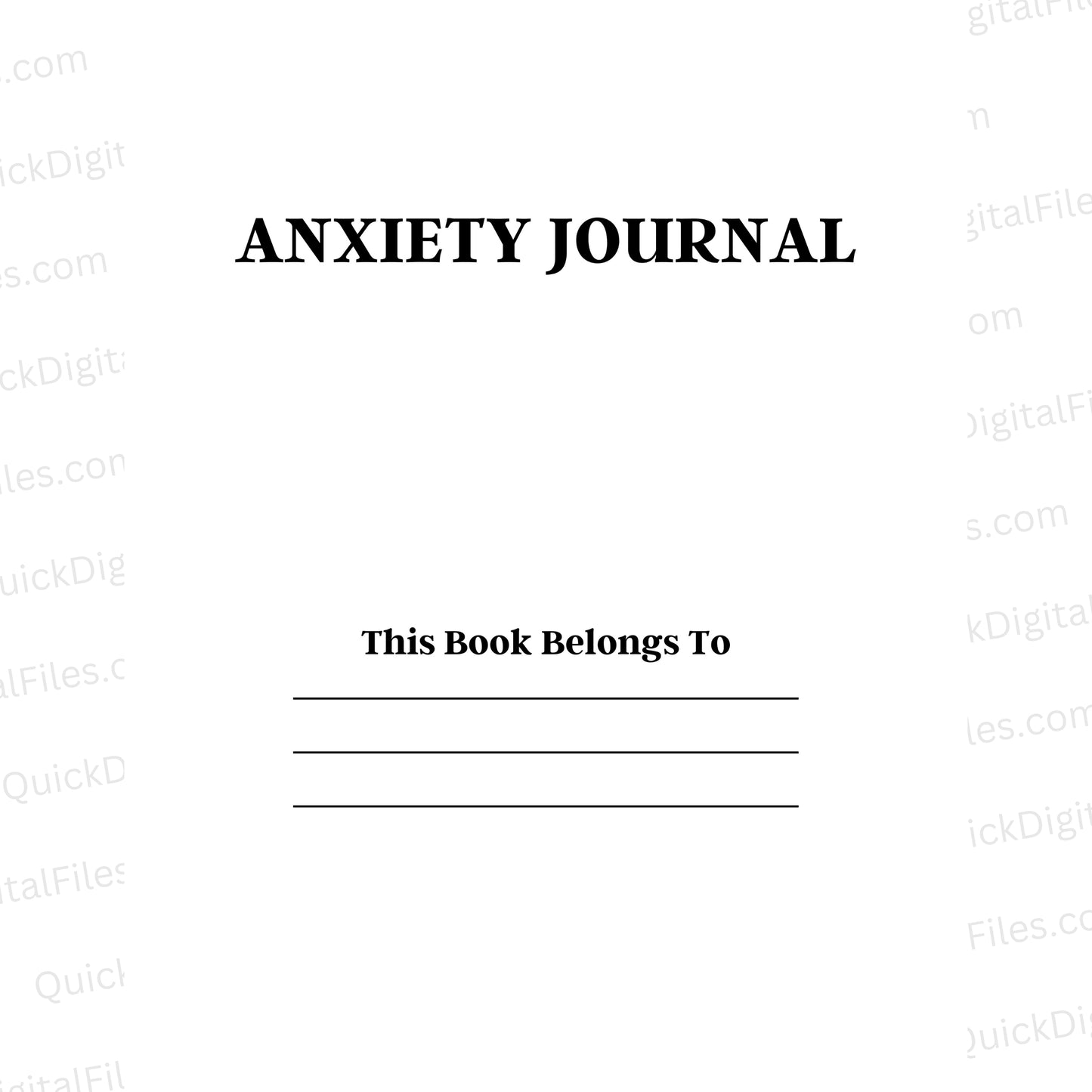Printable anxiety journal PDF with mindfulness and mood tracking
