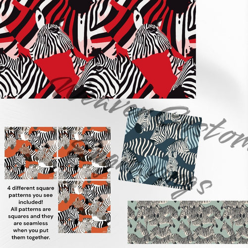 Seamless Zebra Patterns - 4 Designs: PNG