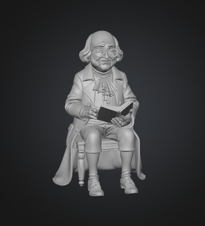 seated benjamin franklin 3d print statue
