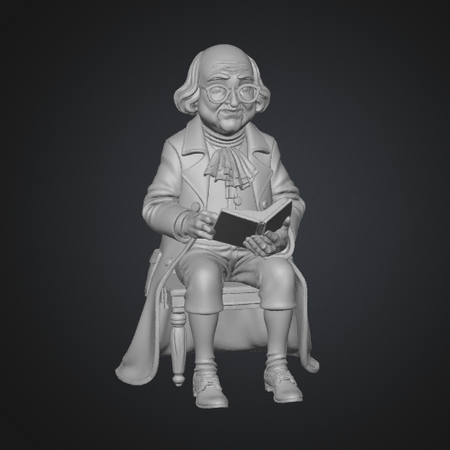 seated benjamin franklin 3d print statue
