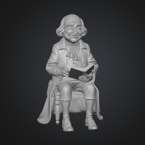 seated benjamin franklin 3d print statue

