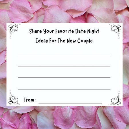 "Digital Download Date Night Ideas Card for Wedding Guests"