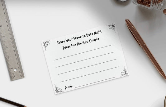 "Editable Newlyweds Date Night Ideas Card Template Download"
