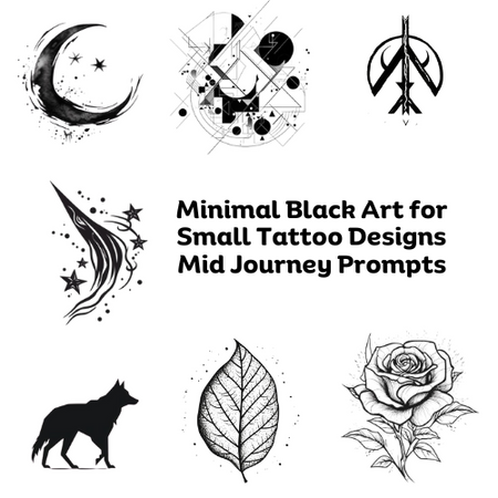 "Midjourney Guide for Black Tattoo Designs" PDF cover.