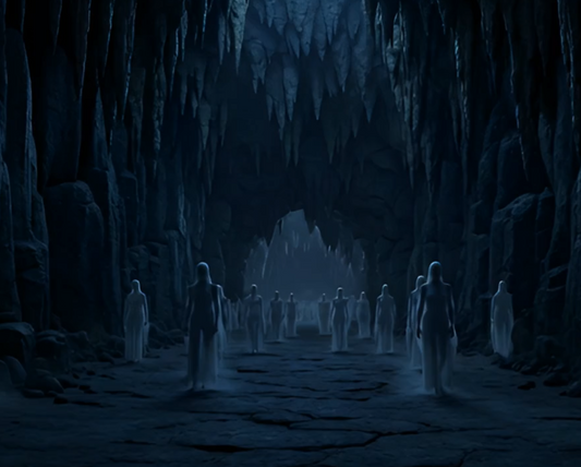 souls walking through underworld stock video
