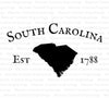 "South Carolina state silhouette with 1788 establishment year SVG."