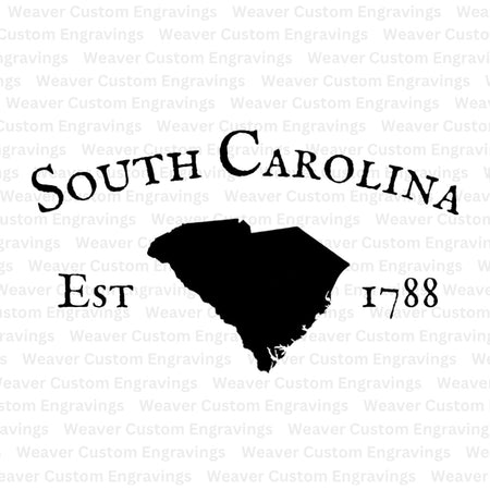 "South Carolina state silhouette with 1788 establishment year SVG."