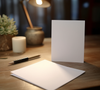 Stationary blank white card mockup with natural light PNG