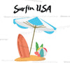 "Surfin' USA Beach Scene Graphic SVG, PNG, PDF"