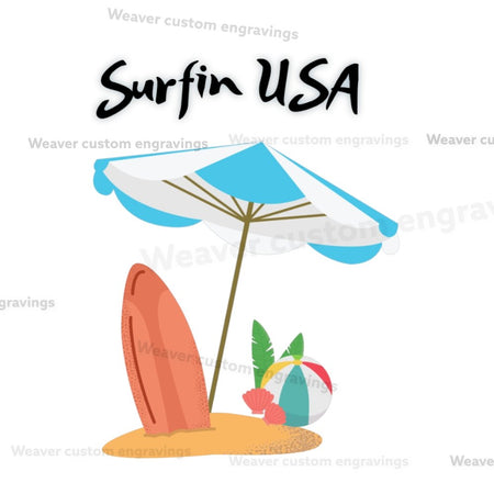 "Surfin' USA Beach Scene Graphic SVG, PNG, PDF"